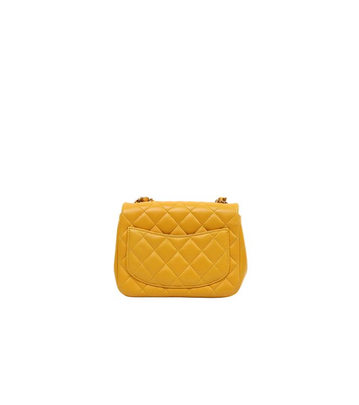 Chanel Yellow Petite Sac Chain Shoulder Bag
