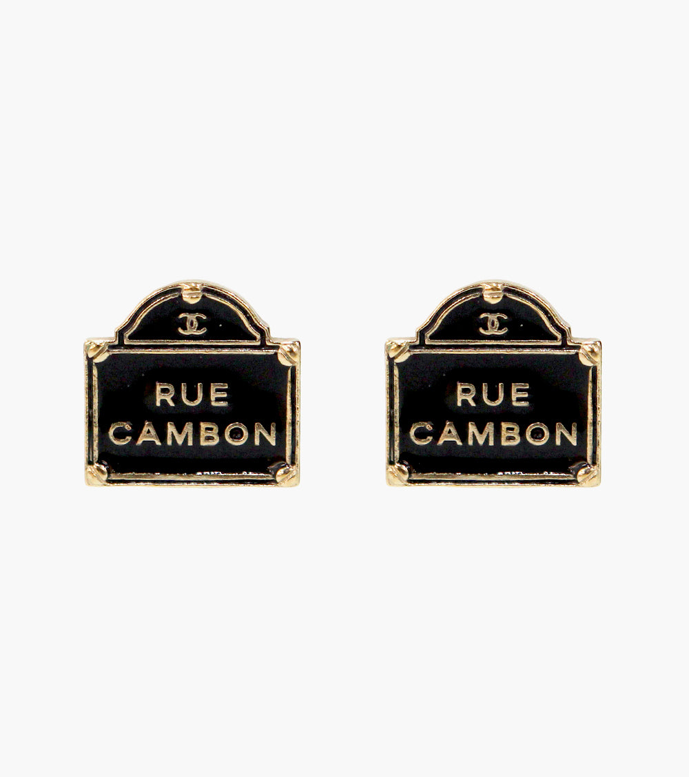 Chanel Black Le Bambole enamel earrings