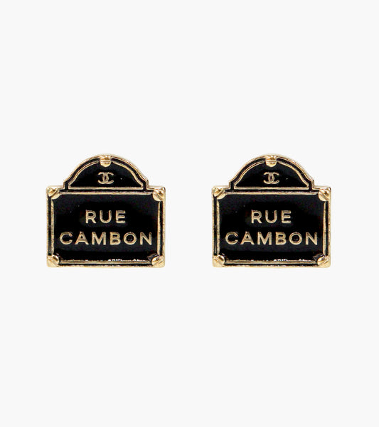 Chanel Black Le Bambole enamel earrings