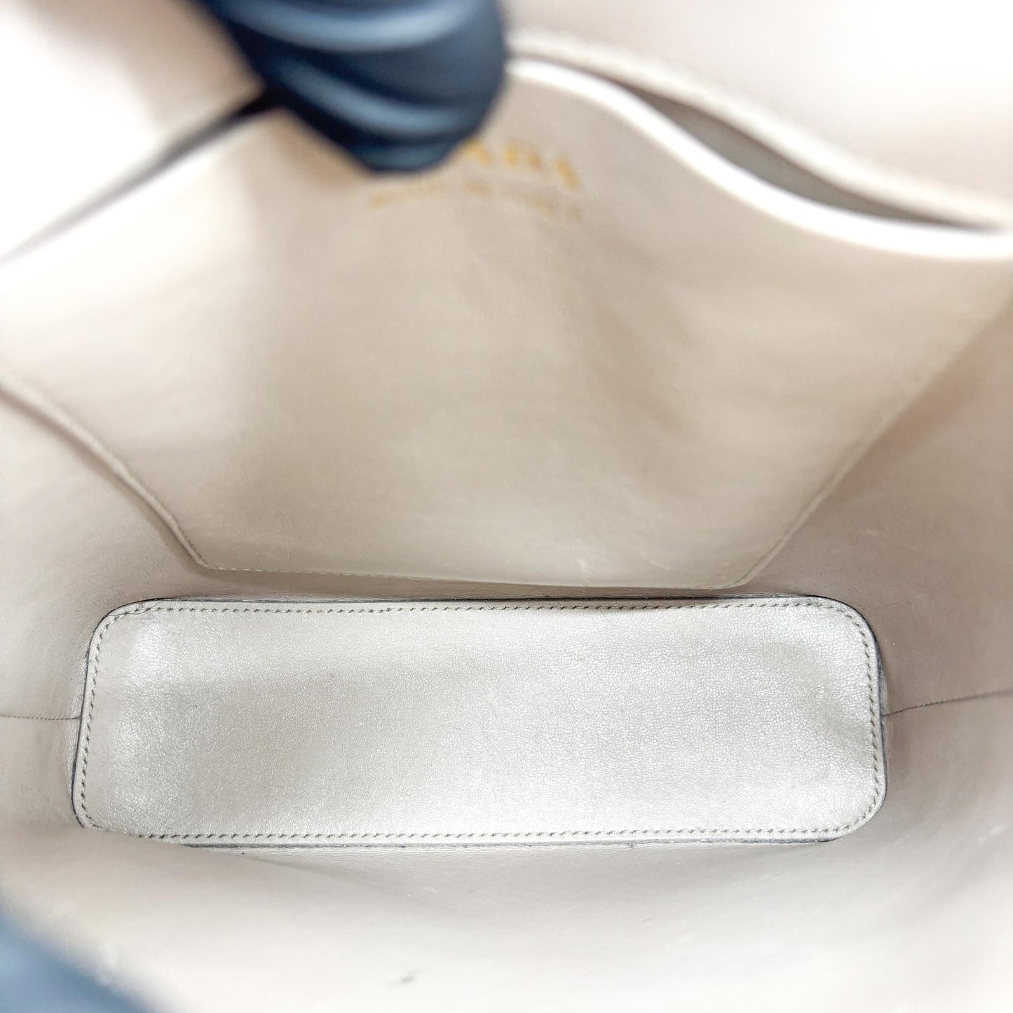Prada Brushed Leather Small Shopping Tote Bag (Beige)