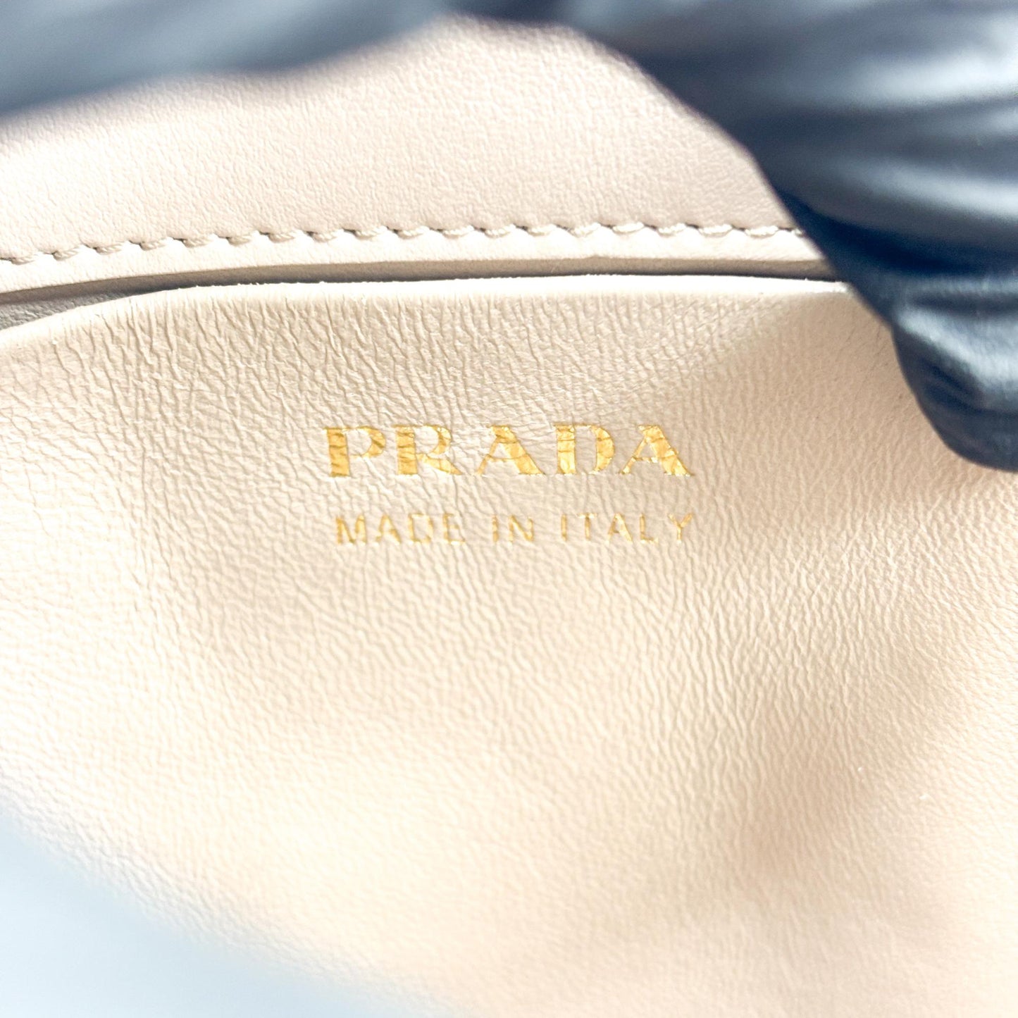 Prada Brushed Leather Small Shopping Tote Bag (Beige)