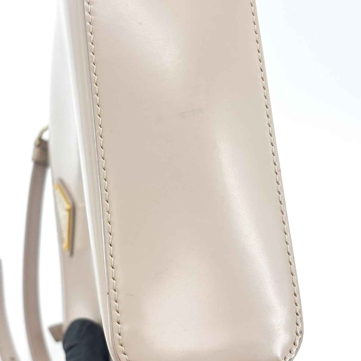 Prada Brushed Leather Small Shopping Tote Bag (Beige)