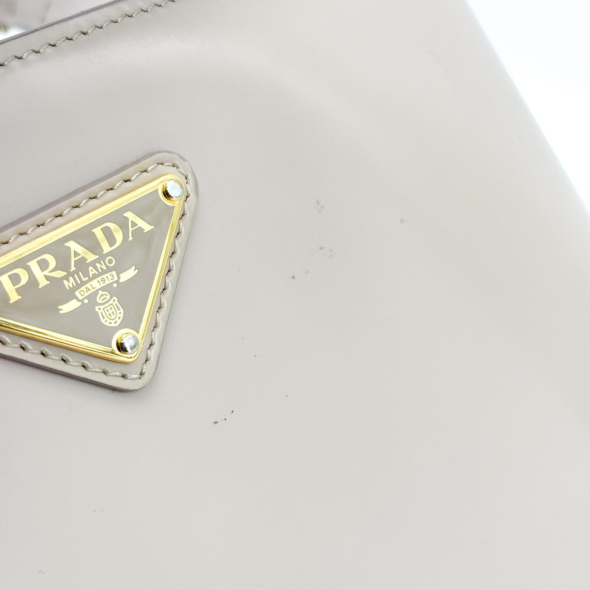 Prada Brushed Leather Small Shopping Tote Bag (Beige)