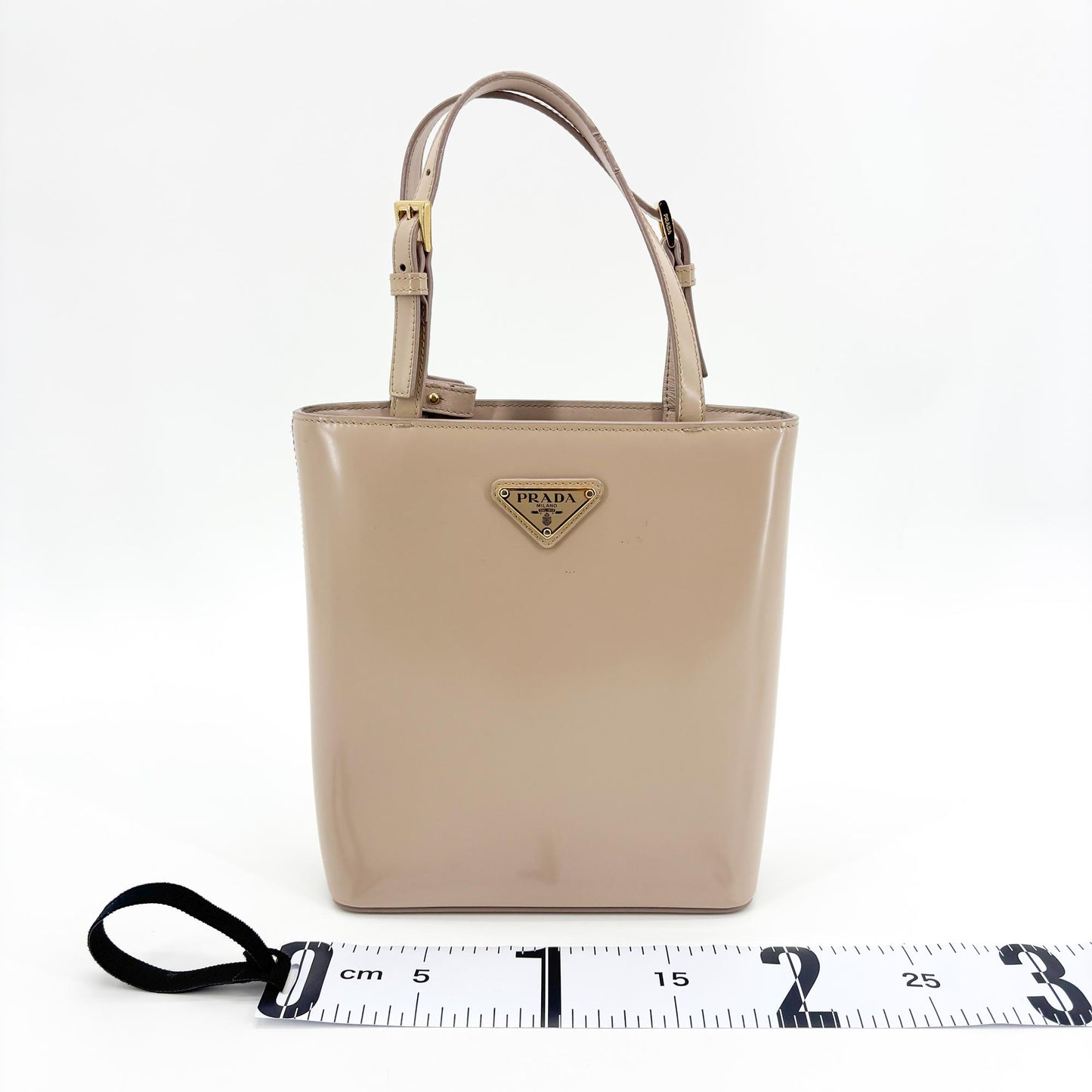 Prada Brushed Leather Small Shopping Tote Bag (Beige)