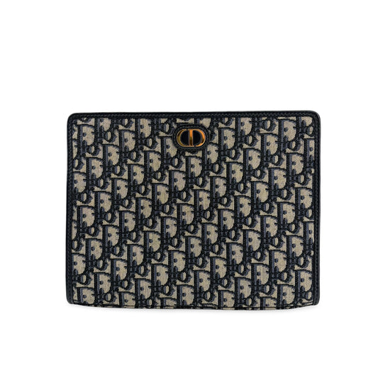 Dior 30 Montaigne Beauty Pouch Blue Oblique Jacquard
