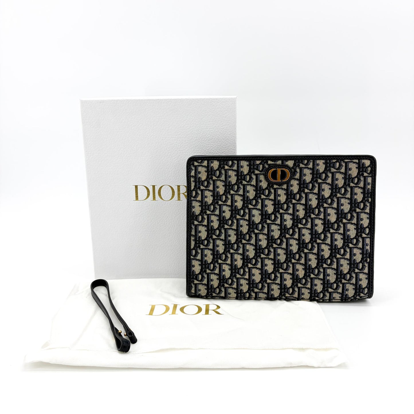 Dior 30 Montaigne Beauty Pouch Blue Oblique Jacquard