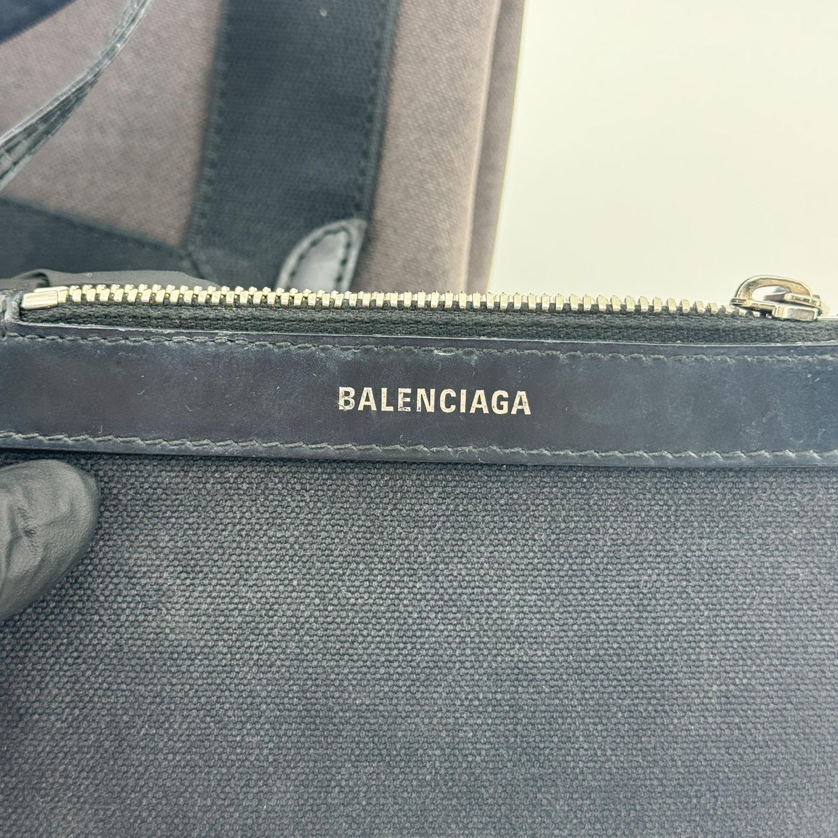 Balenciaga Navy Cabas XS Canvas Tote Bag Black Gray