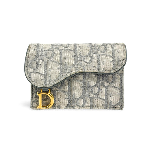 Portefeuille Dior Saddle Lotus Jacquard Oblique gris