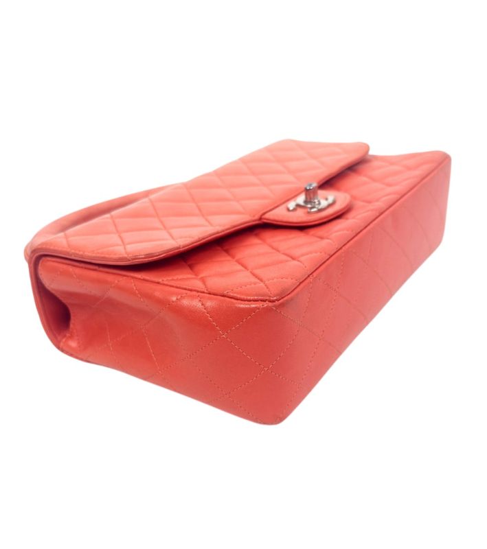 Chanel Orange Lambskin Quilted CC Top-Handle Tote Bag