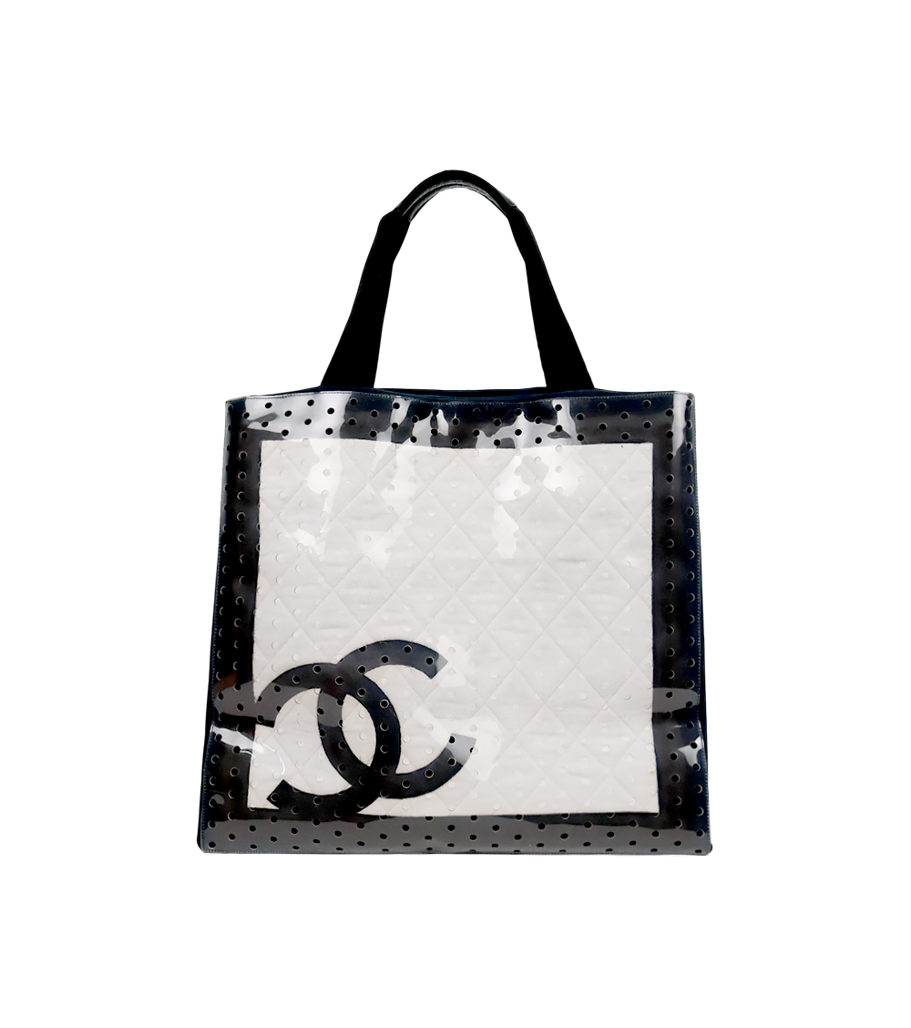 Chanel Black and White PVC Perforated Tote Bag
