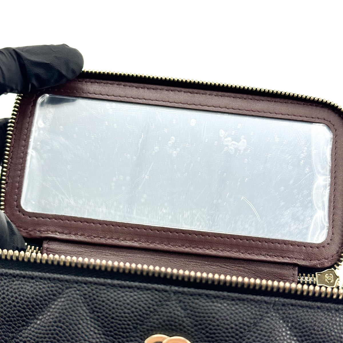 Chanel Classic Mini Vanity Chain Cosmetic Bag Caviar Black Gold Hardware