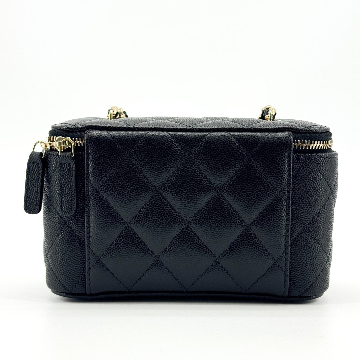 Chanel Classic Mini Vanity Chain Cosmetic Bag Caviar Black Gold Hardware