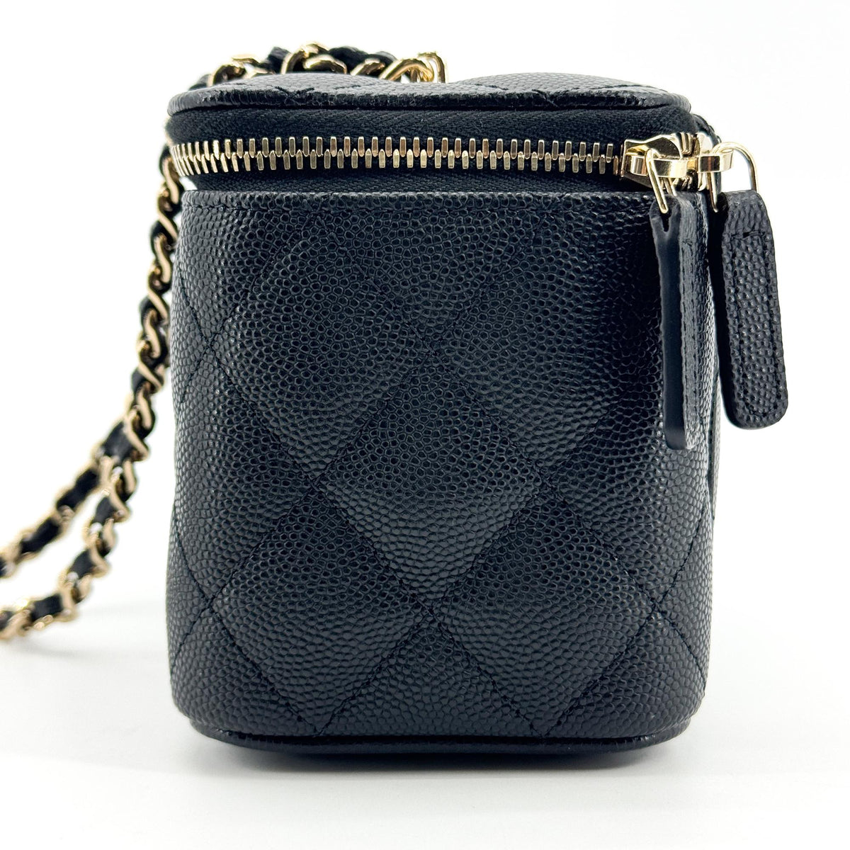 Chanel Classic Mini Vanity Chain Cosmetic Bag Caviar Black Gold Hardware