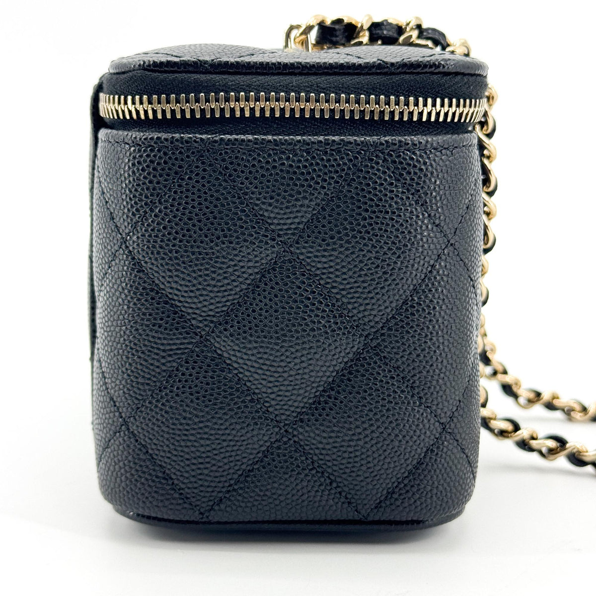 Chanel Classic Mini Vanity Chain Cosmetic Bag Caviar Black Gold Hardware