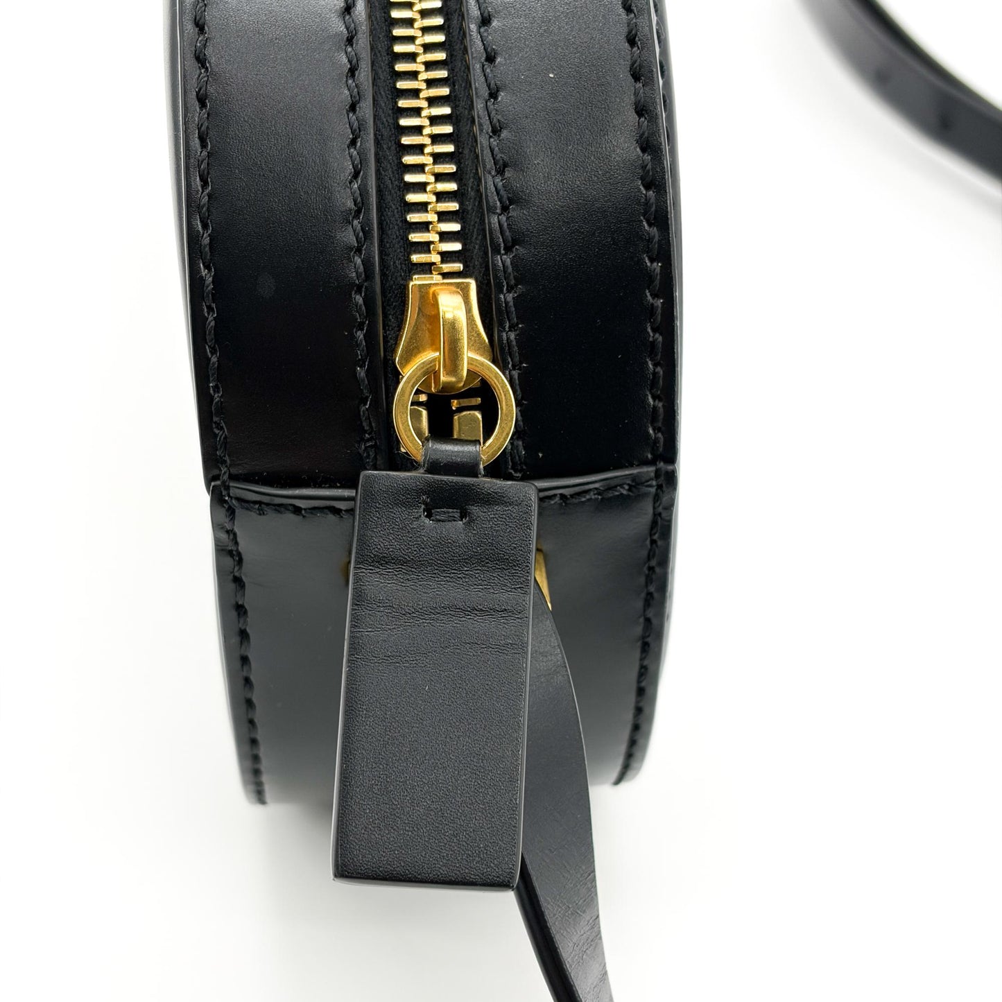 Valentino Garavani V-Logo Signature Oval Leather Shoulder Bag Black