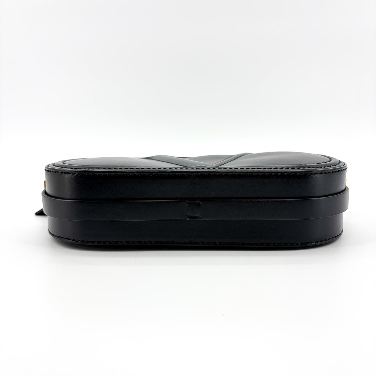 Valentino Garavani V-Logo Signature Oval Leather Shoulder Bag Black