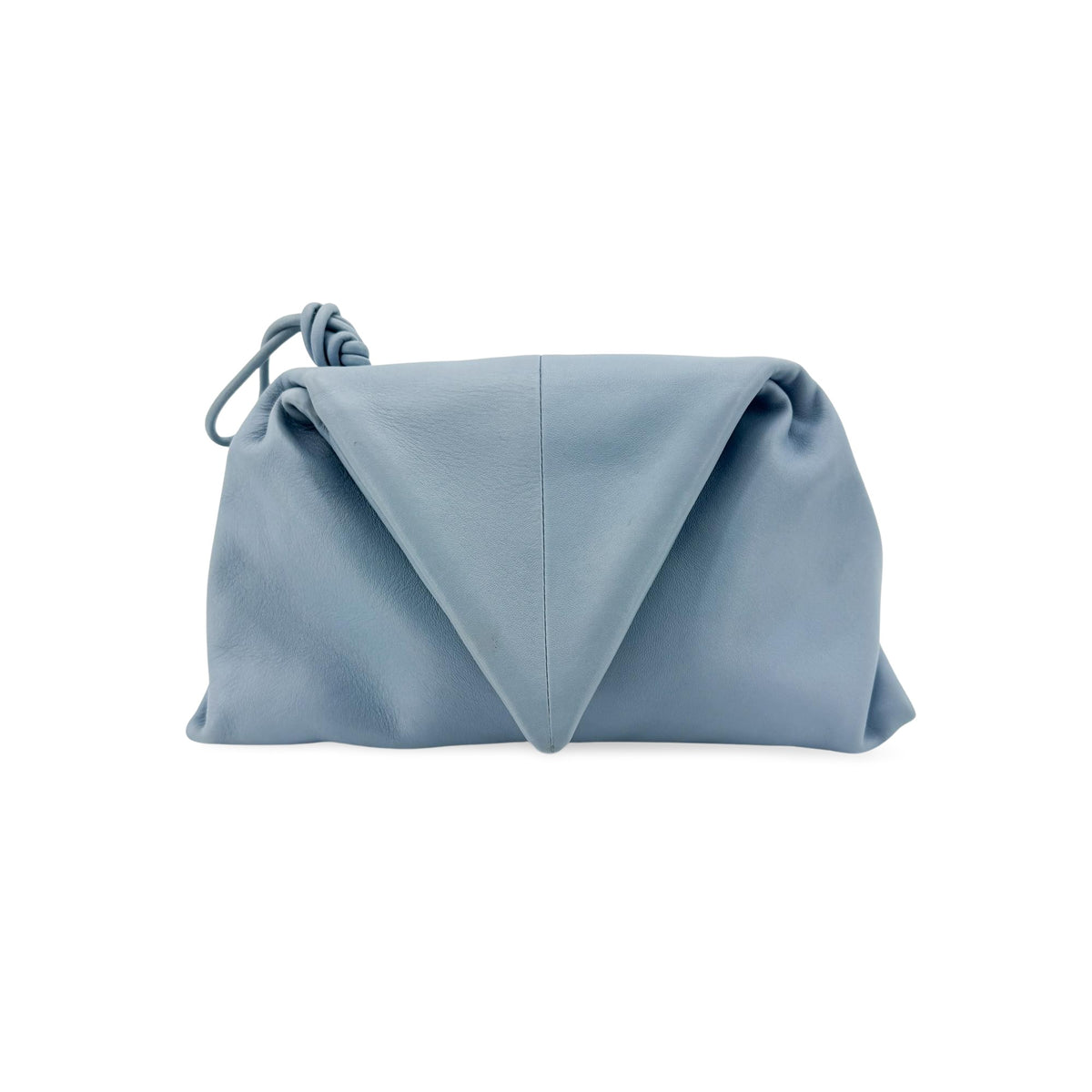 Bottega Veneta Triangle Leather Clutch Sky Blue