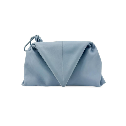 Bottega Veneta Triangle Leather Clutch Sky Blue