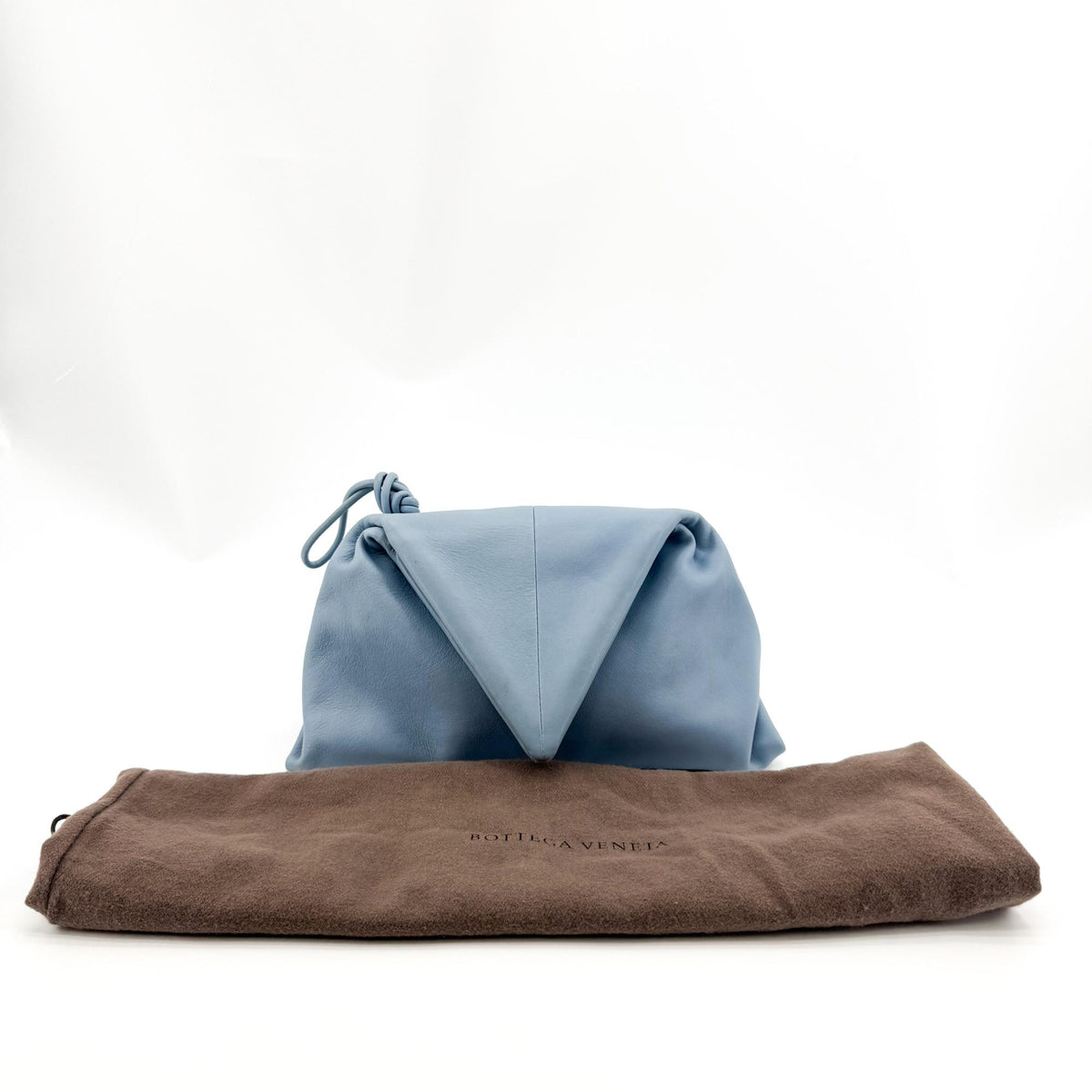 Bottega Veneta Triangle Leather Clutch Sky Blue