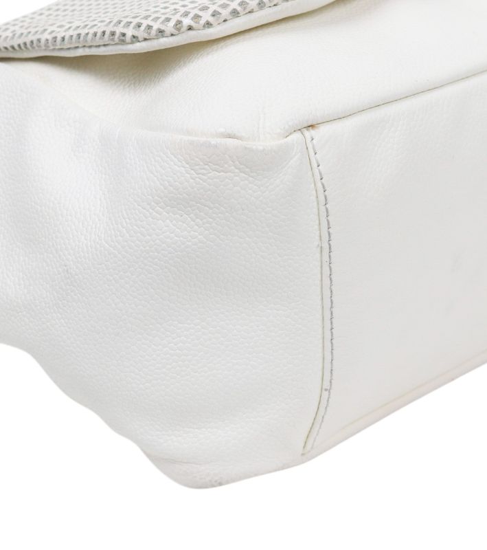 Chanel White Perforated Big CC Flap Shoulder Bag