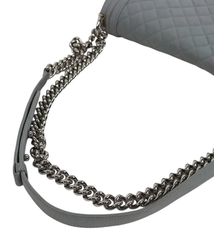 Chanel Gray Caviar Large Boy Shoulder Bag