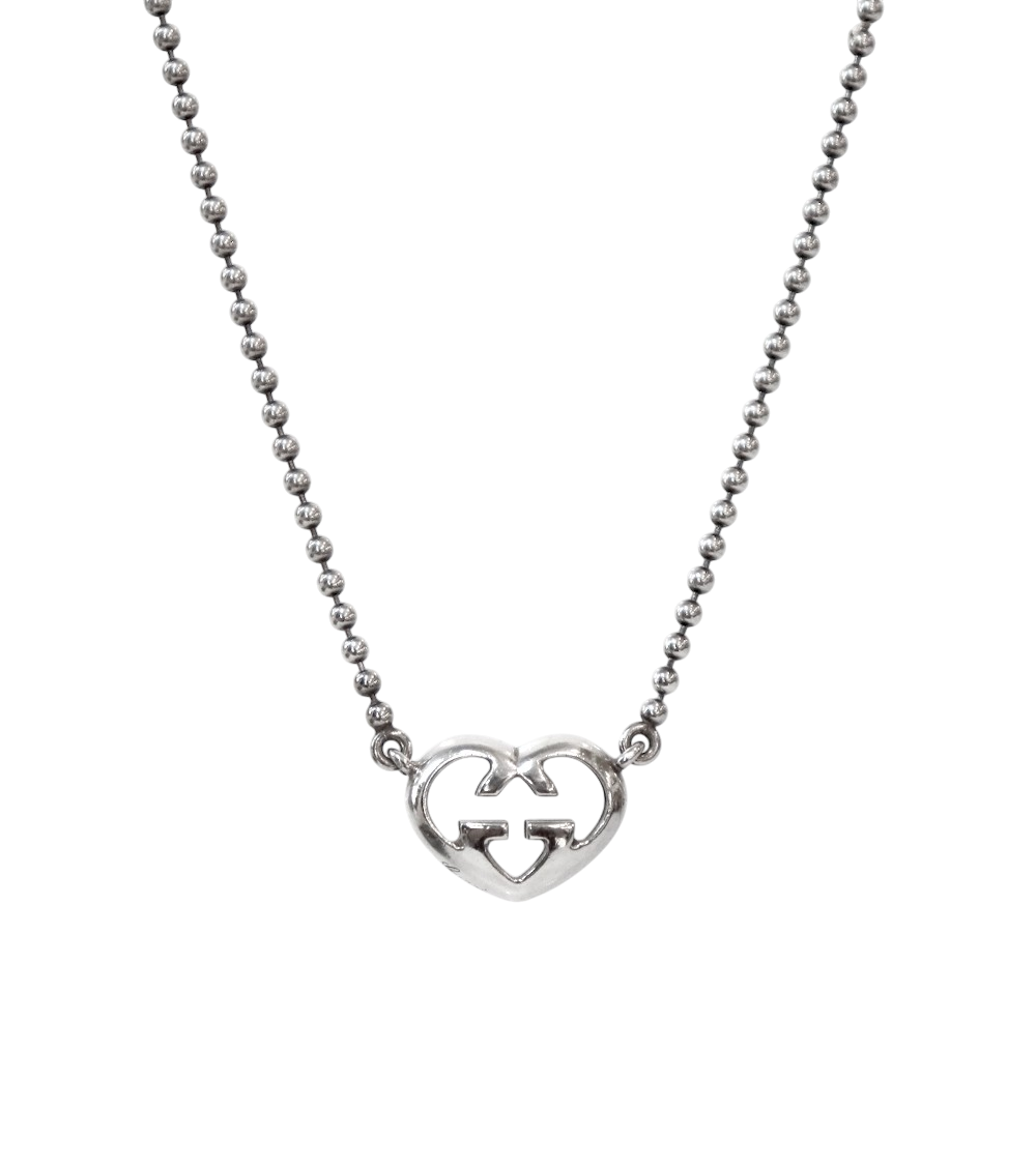 Gucci Silver Heart Interlocking Necklace