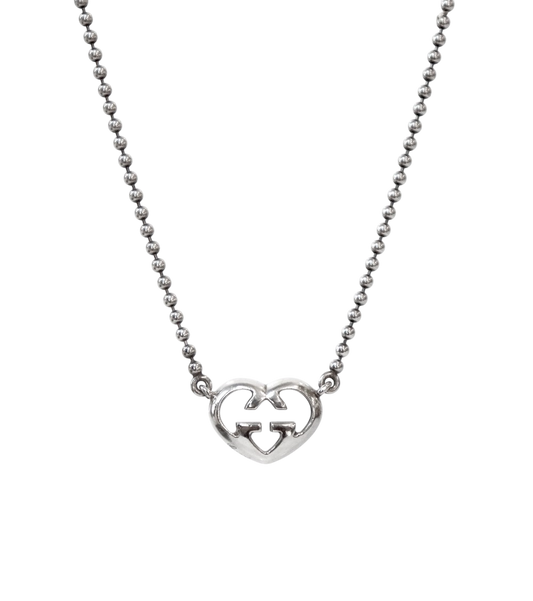 Gucci Silver Heart Interlocking Necklace