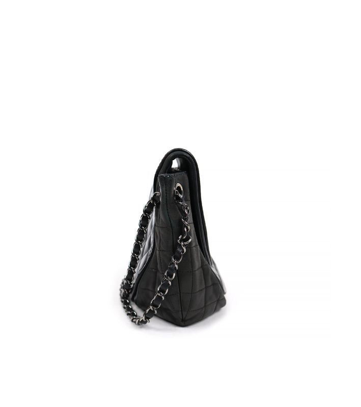 Chanel Black Patent Quilted CC Flap Chain Shoulder Bag with Flap