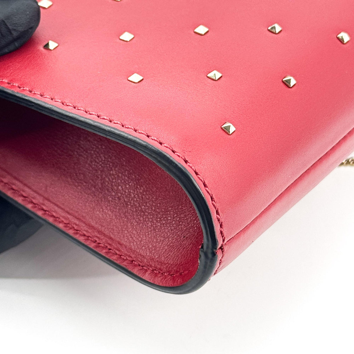 Valentino Rockstud Leather Clutch Red