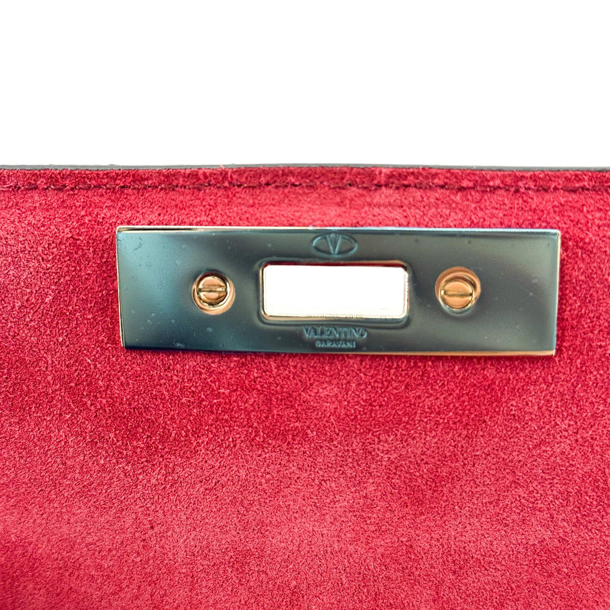 Valentino Rockstud Leather Clutch Red
