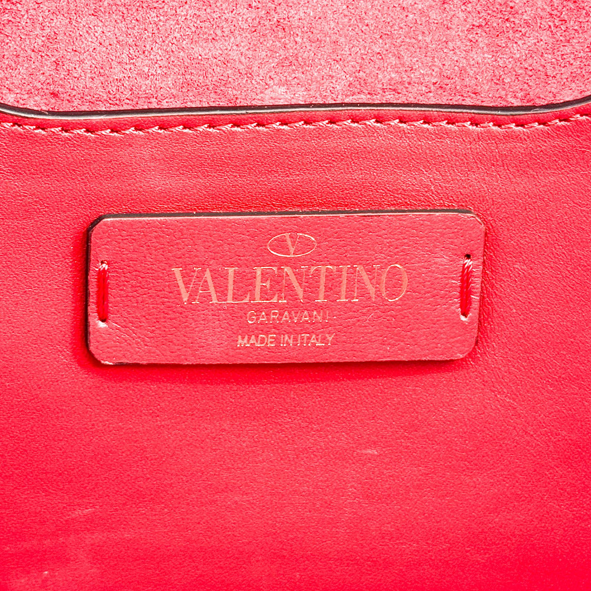 Valentino Rockstud Leather Clutch Red