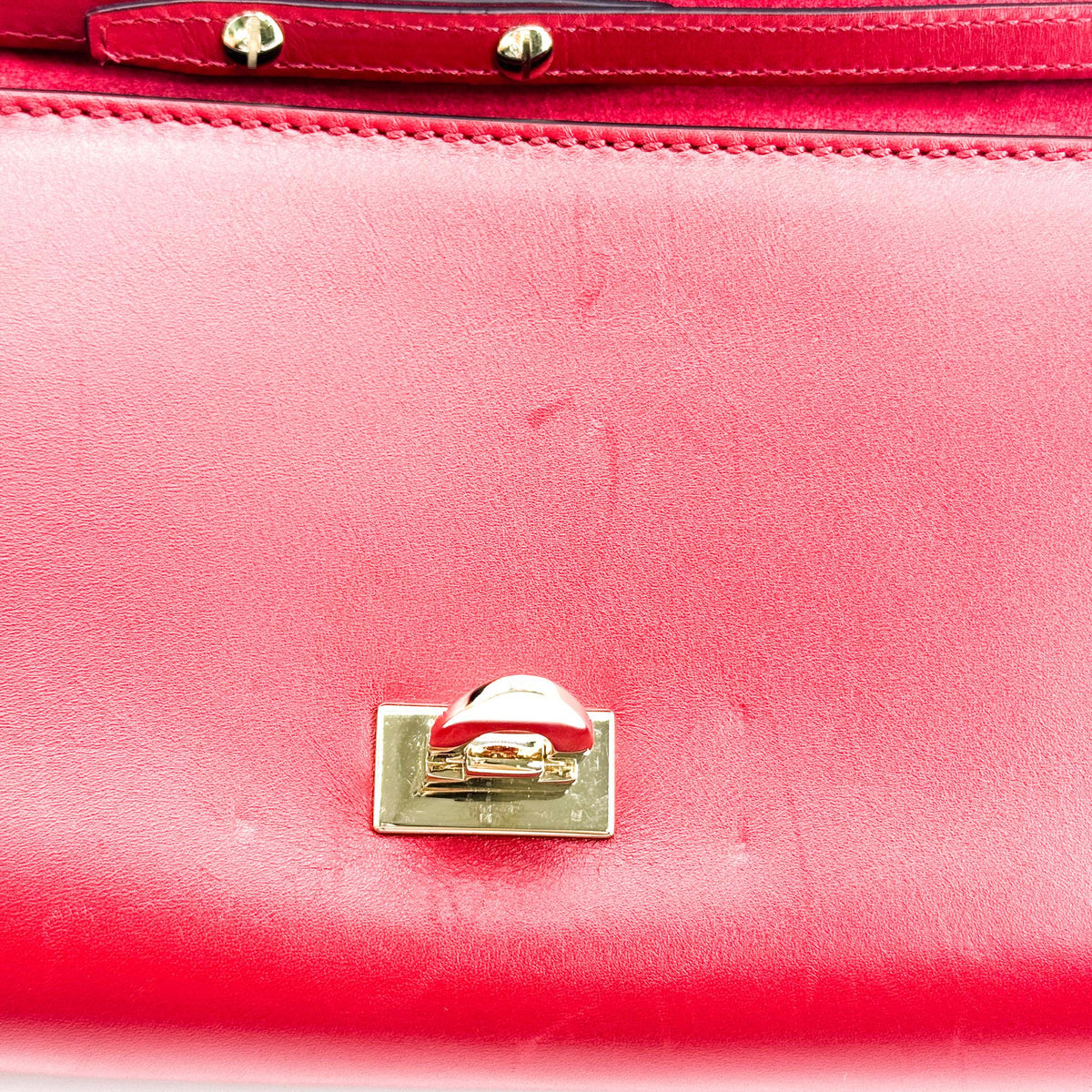 Valentino Rockstud Leather Clutch Red