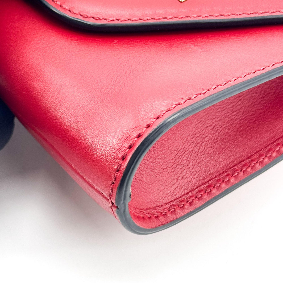 Valentino Rockstud Leather Clutch Red