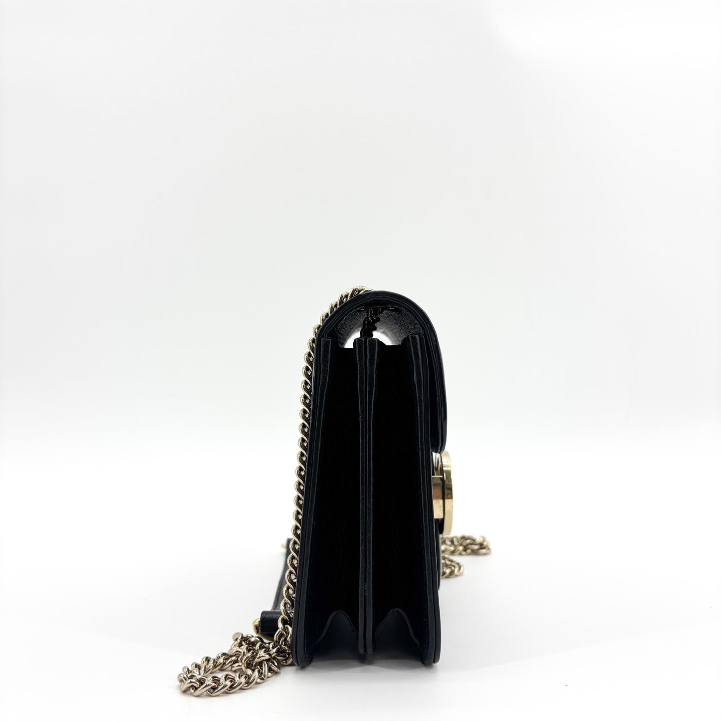 Sac à bandoulière Gucci Interlocking G en veau grainé, petite taille, noir