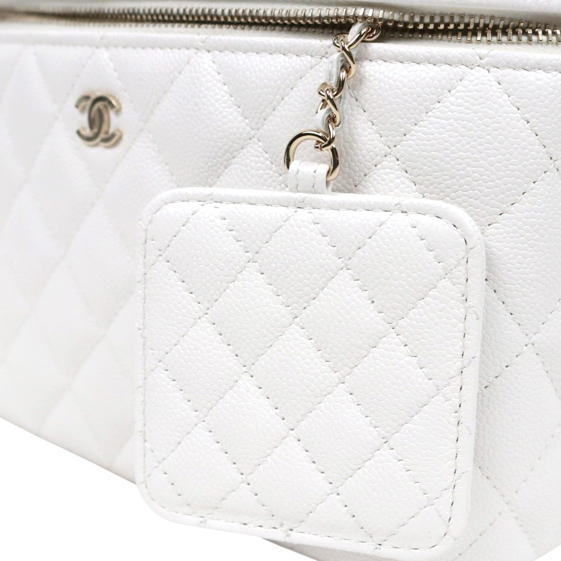 Chanel White Caviar Cosmetics Vanity Bag