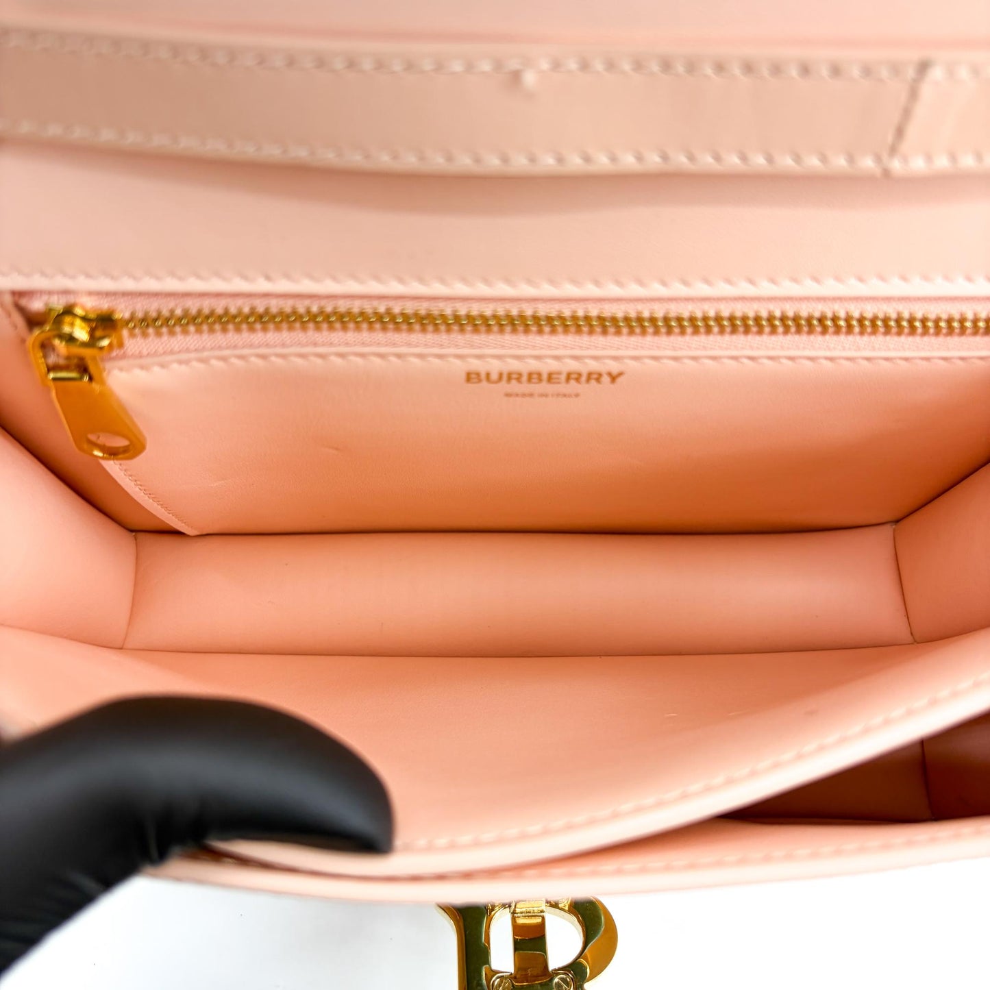 Burberry Small Leather TB Bag Beige