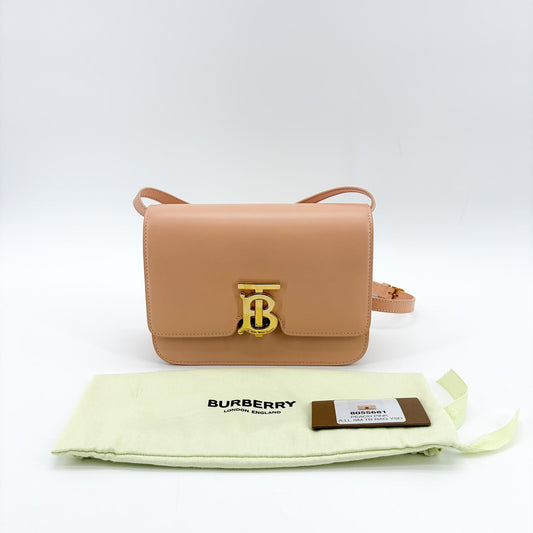 Burberry Petit sac TB en cuir beige