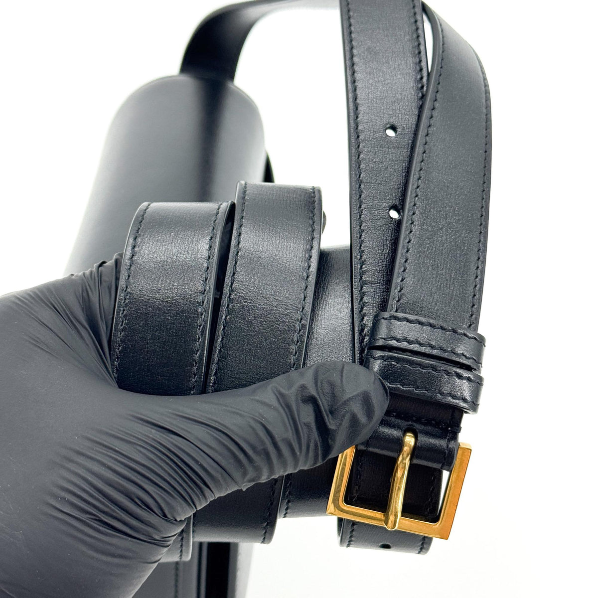 Saint Laurent Smooth LE 61 Frame Medium Saddle Shoulder Bag Black