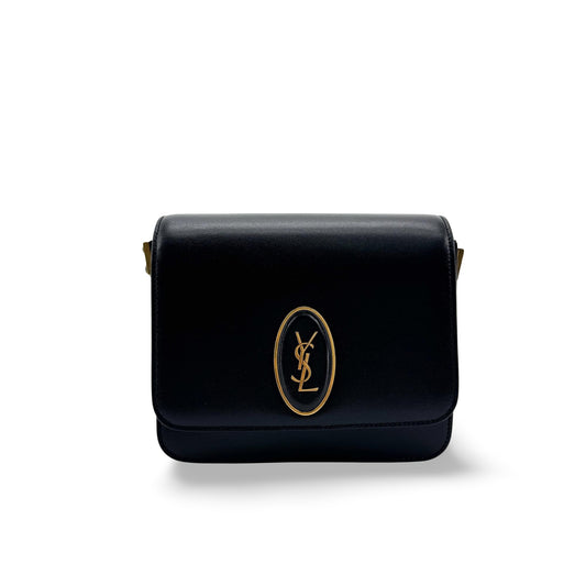 Saint Laurent Smooth LE 61 Frame Medium Saddle Shoulder Bag Black