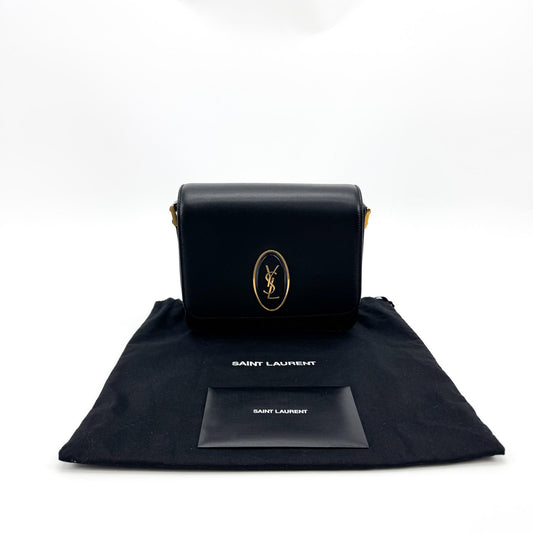 Saint Laurent Smooth LE 61 Frame Medium Saddle Shoulder Bag Black