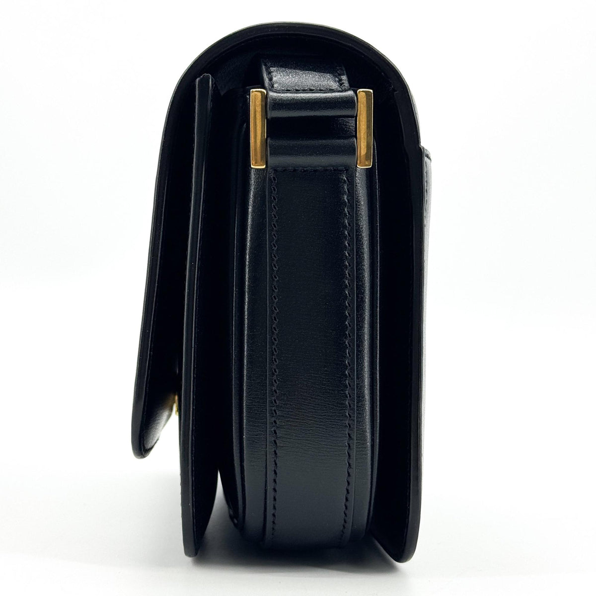 Saint Laurent Smooth LE 61 Frame Medium Saddle Shoulder Bag Black