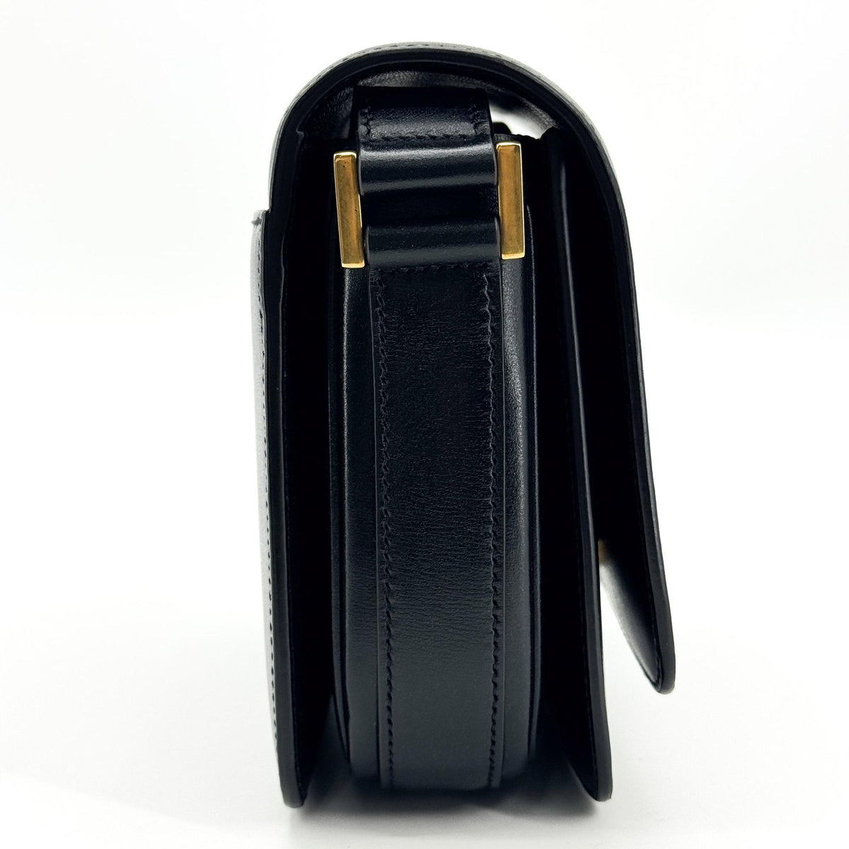 Saint Laurent Smooth LE 61 Frame Medium Saddle Shoulder Bag Black