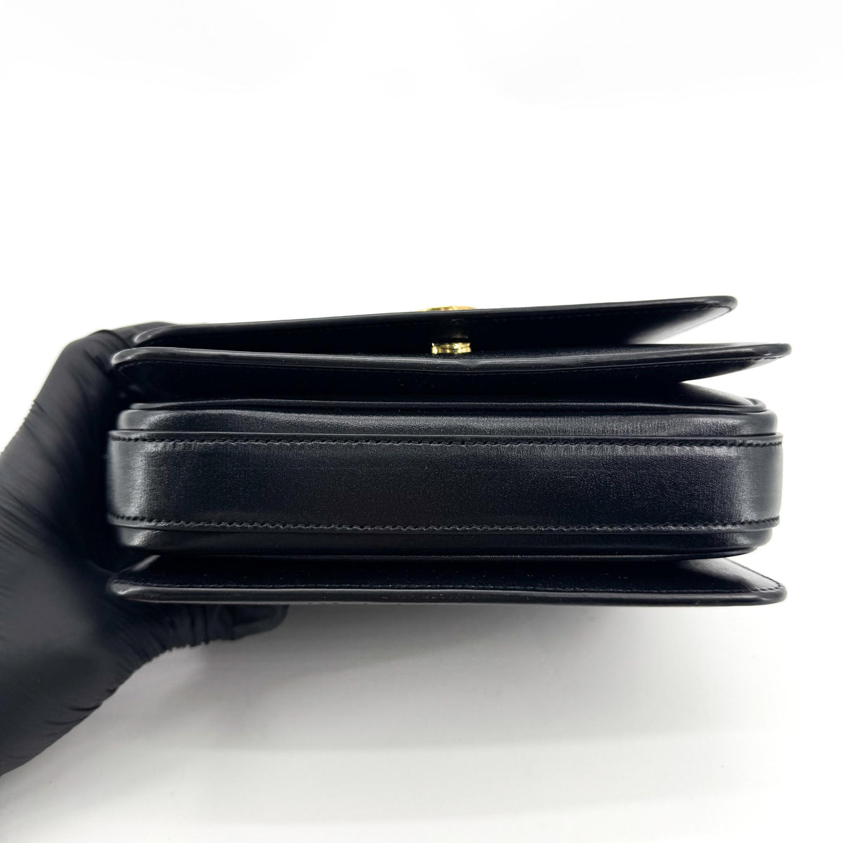 Saint Laurent Smooth LE 61 Frame Medium Saddle Shoulder Bag Black