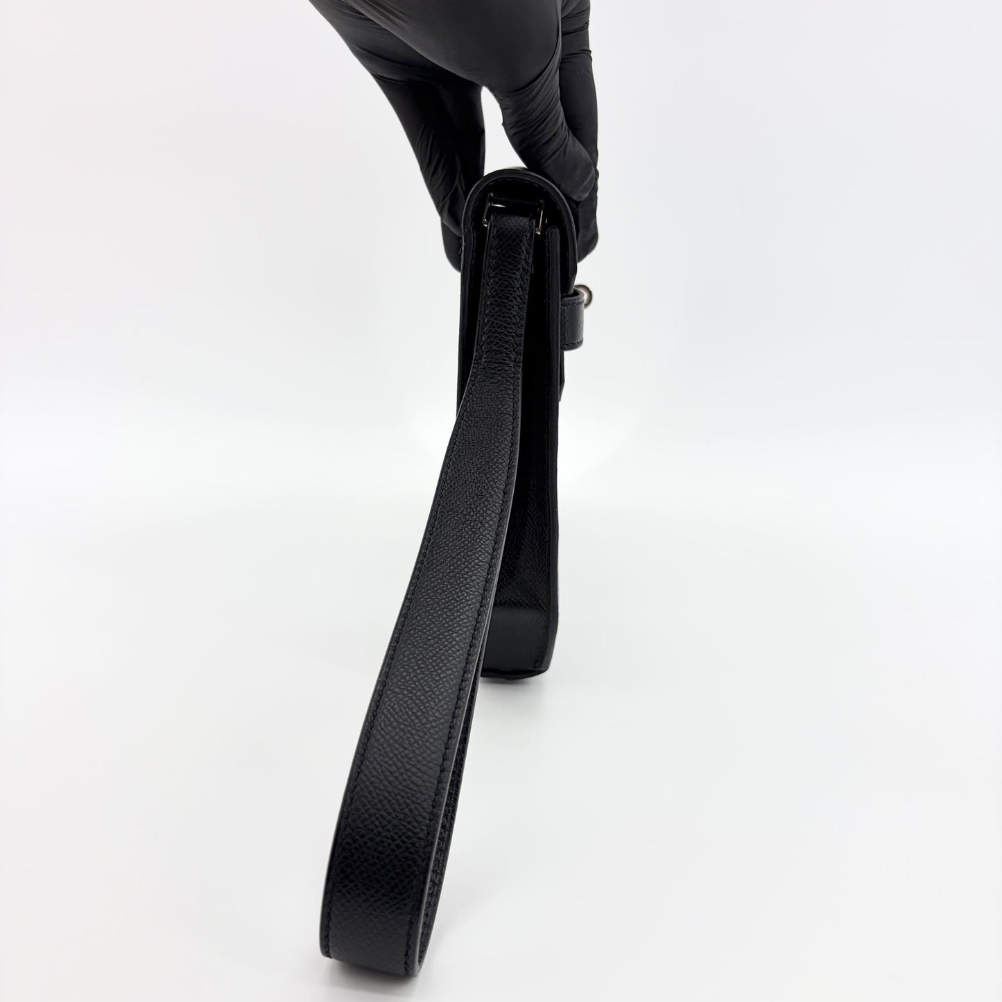Hermès Kelly Dépêche 25 Pouch Black Silver Hardware