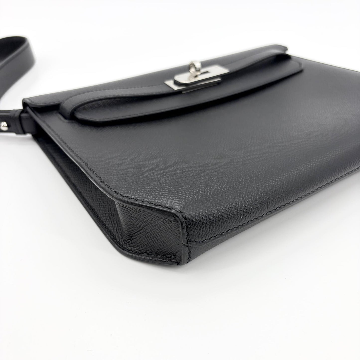 Hermès Kelly Dépêche 25 Pouch Black Silver Hardware