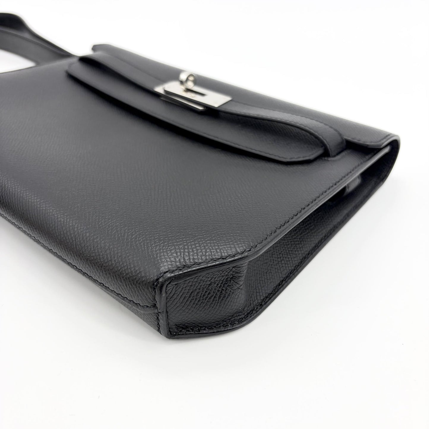 Hermès Kelly Dépêche 25 Pouch Black Silver Hardware