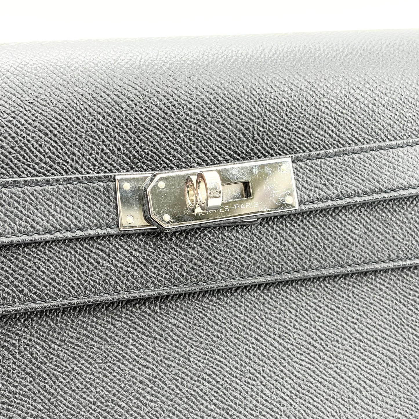 Hermès Kelly Dépêche 25 Pouch Black Silver Hardware