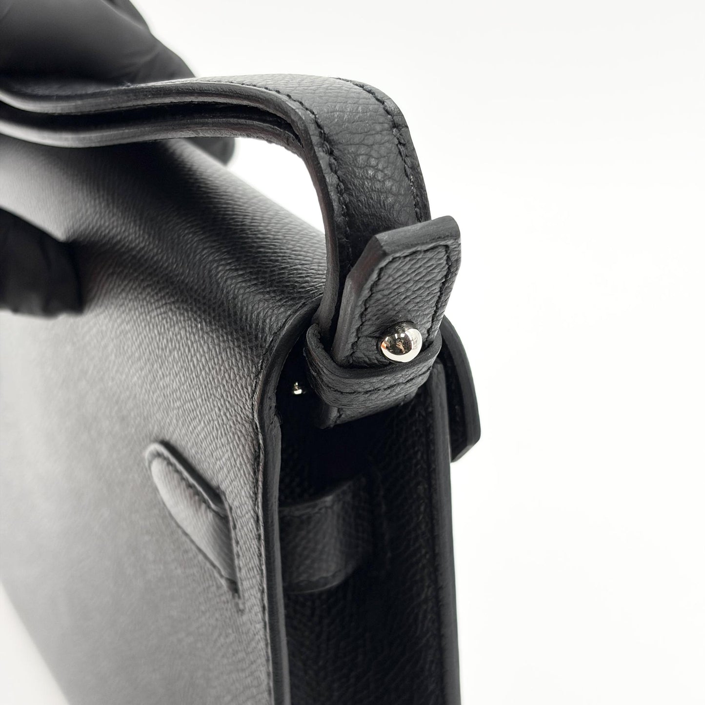 Hermès Kelly Dépêche 25 Pouch Black Silver Hardware