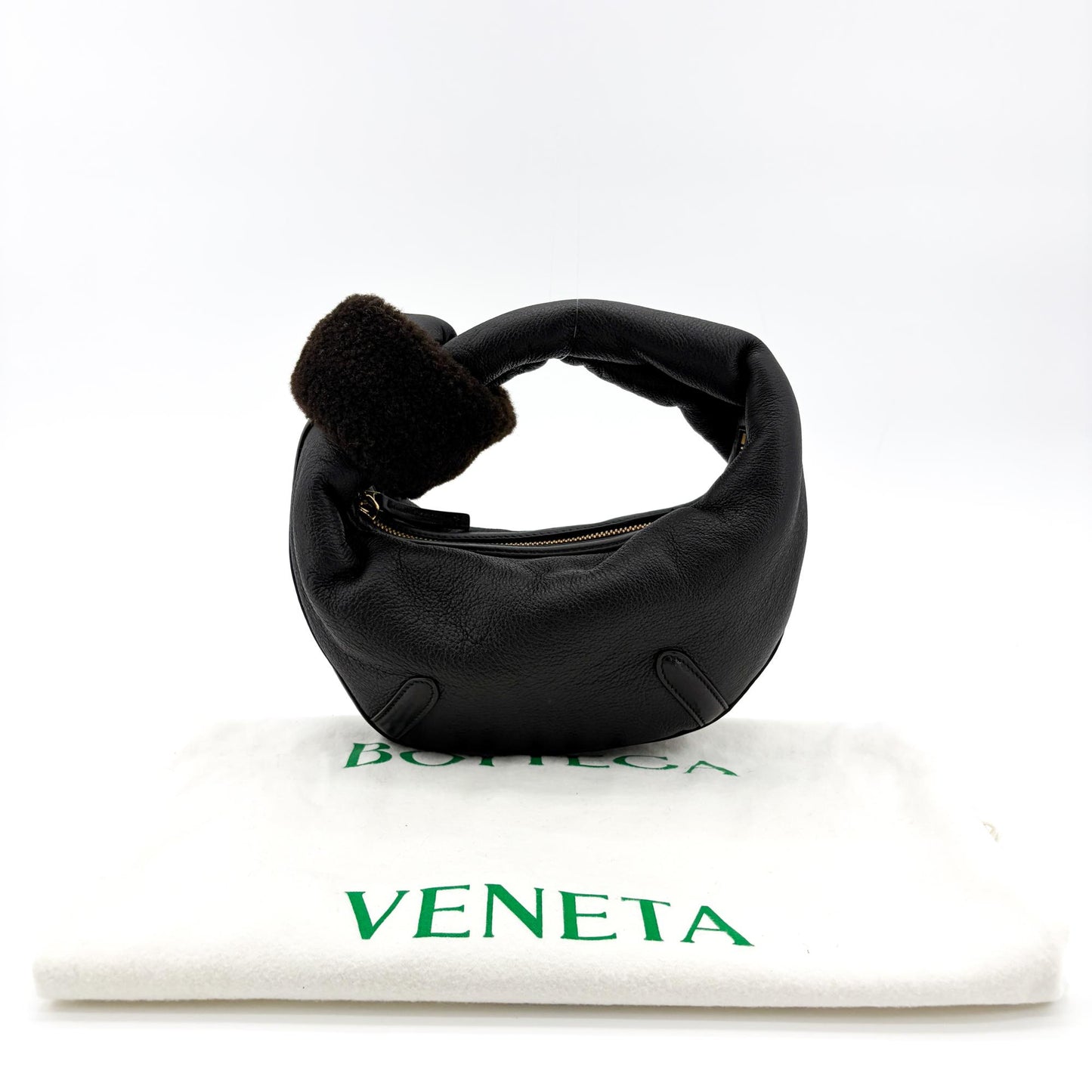 Bottega Veneta Mini Shearing Trim Leather Jody Bag Black