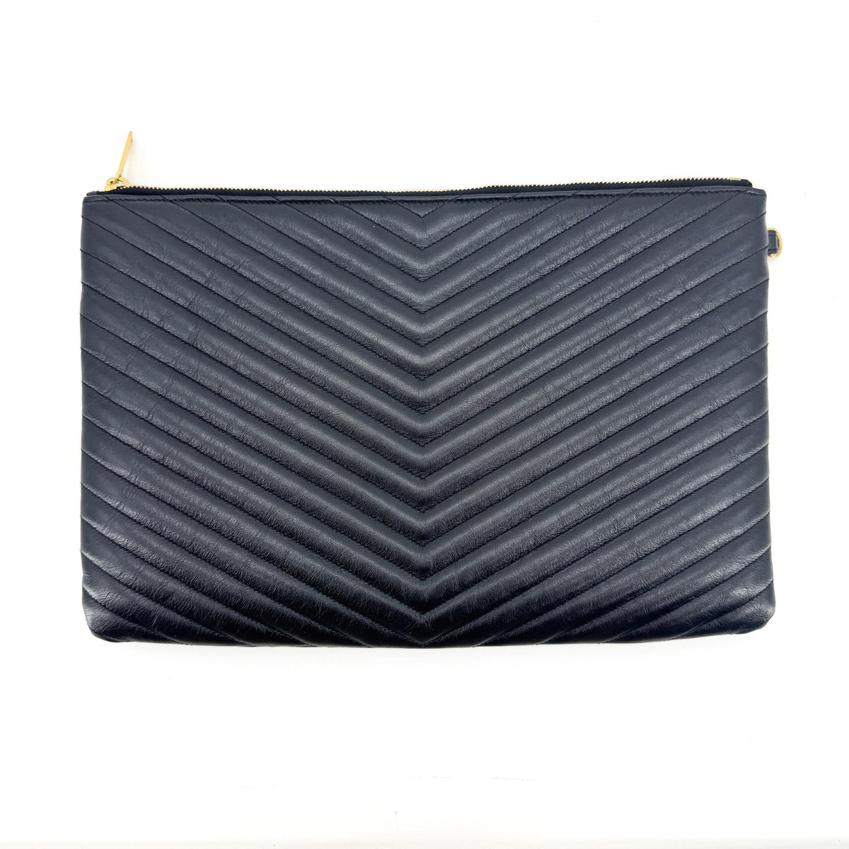 Saint Laurent Monogram Matelassé Large Clutch Black Gold Hardware